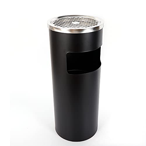 30L 2 in 1 Aschenbecher Standaschenbecher aus Edelstahl Entnehmbarem Aschebehälter mit Mülleimer und Inneneimer, Stehaschenbecher für Draußen und Innen, 25x25x62cm, Schwarz von JINPRDAMZ