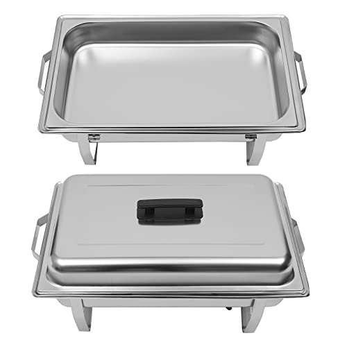 Chafing Dish, Einzelnes Fach Edelstahl Warmhaltebehälter 9.51Qt, Speisewärmer mit Klappbarer Ständer, 2X Brennpastenbehälter und Lebensmittelpfanne, für Catering, Buffet und Party von JINPRDAMZ