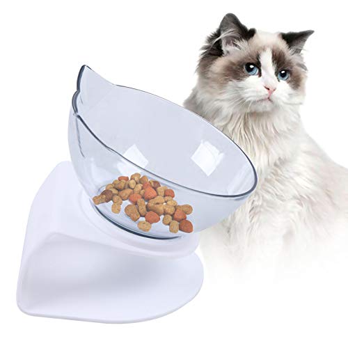Futternapf Katze, Katzennapf Erhöht 15 Grad Neigendem Katzennäpfe Abnehmbarer Katzen Napfset für Futter und Wasser Transparente Katzenschüssel, Schützen den Nacken 14x15cm von JINPRDAMZ