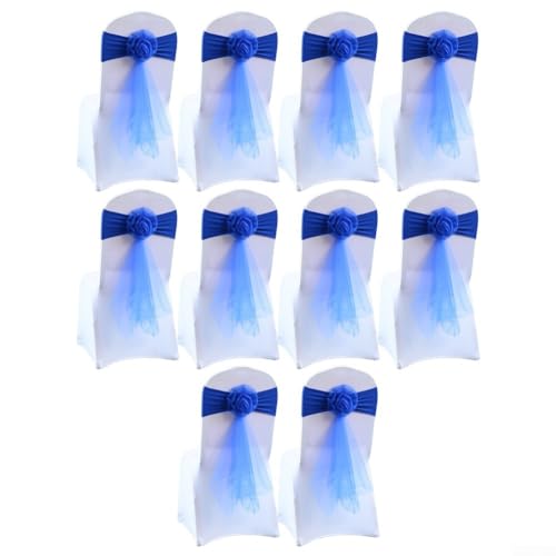 10 Stück Elastische Blume Stuhl Schärpen für Hochzeit Party Dekor Hotel Dekoration (Blau) von JINSBON