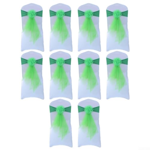 10 Stück Elastische Blume Stuhl Schärpen für Hochzeit Party Dekor Hotel Dekoration (Grün) von JINSBON