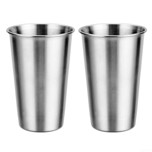2-teiliges Edelstahl-Campingbecher-Set, leicht, 400 ml, 500 ml, 600 ml, Outdoor-Becher, für Wandern und Rucksackreisen (500 ml) von JINSBON