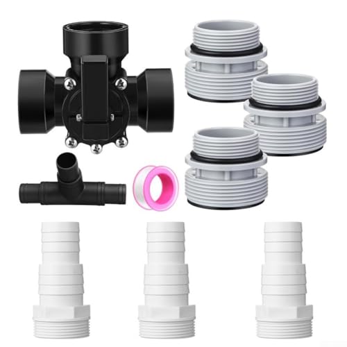 3-Wege-Schwimmbad-Umstellventil mit Schlauchadapter, Schwimmbadventil-Set, für oberirdische Pool-Filtersysteme (schwarz) von JINSBON