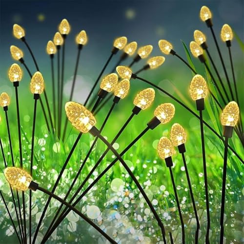 4 Stück solarbetriebene LED-Laternen Bodenleuchten mit warmweißen LEDs, entworfen für Gartenwege, automatische Nachtbeleuchtung, wetterbeständig (1) von JINSBON