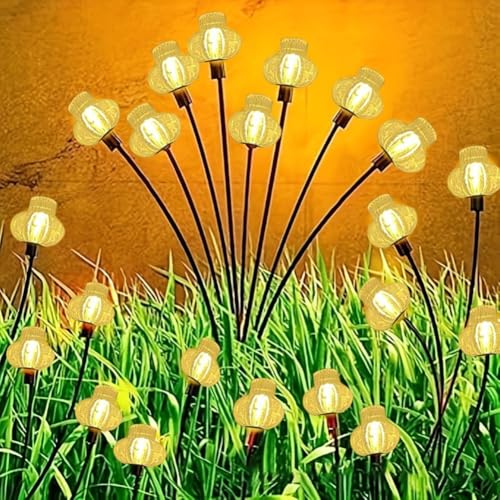 4 Stück solarbetriebene LED-Laternen Bodenleuchten mit warmweißen LEDs, entworfen für Gartenwege, automatische Nachtbeleuchtung, wetterbeständig (2) von JINSBON