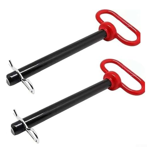 Anhängerkupplungsstift für Rasenmäher, mit rotem Griff und R-Clip, robuster Metallabschleppbolzen für Wohnmobil, Boote, Traktoren, Aufsitzmäher und LKW, Schwarz und Rot, 4 Stück von JINSBON