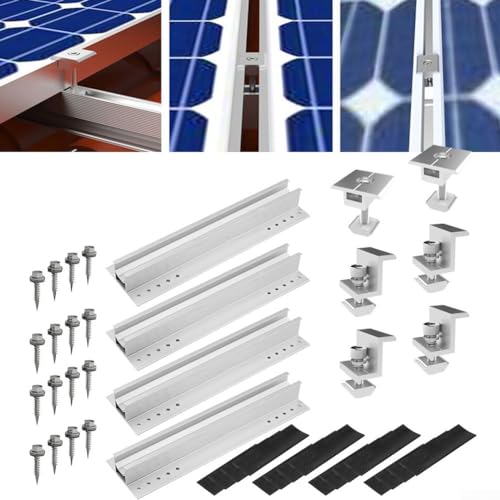 Balkonkraftwerk Solarmodul Aluminium Halterungsschiene Trapezblech 30cm Montageschiene (4xSchiene+4x Seitenklemme(Für 30mm)) von JINSBON