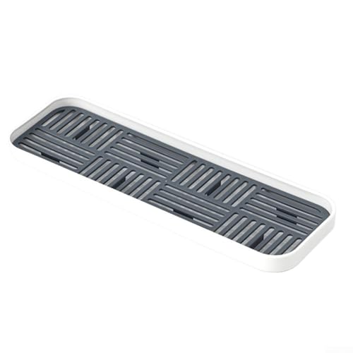 Doppelschichtiges Abflussgestell, Kunststoff-Badezimmer-Ablageschale, Schwammhalter für Küche (grau) von JINSBON