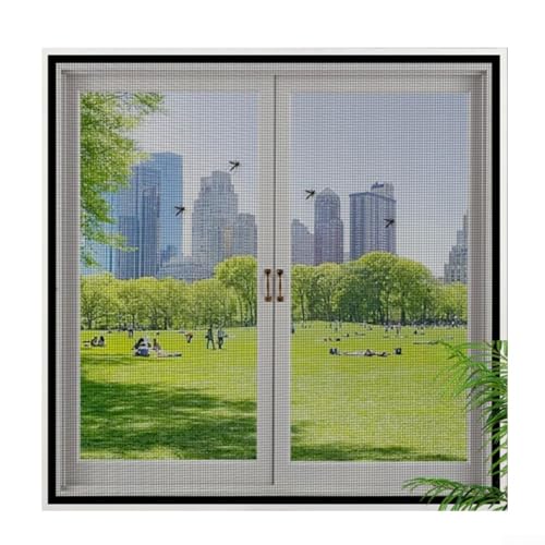 Fensternetz aus Polyesterfaser für den Innenbereich, Tüll mit unsichtbarer Verschlüsselung zum Schutz vor Insekten, geeignet für Fenster und Türen, waschbar und langlebig (schwarz, 100 x 120 cm) von JINSBON