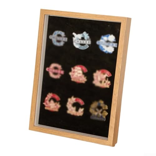 Holz-Bilderrahmen-Ständer für A4-Medaillenabzeichen mit hohlem 3 cm Rahmen, kompatibel mit Desktop- oder Wanddisplays, um Erfolge und Souvenirs hervorzuheben (Holzfarbe) von JINSBON