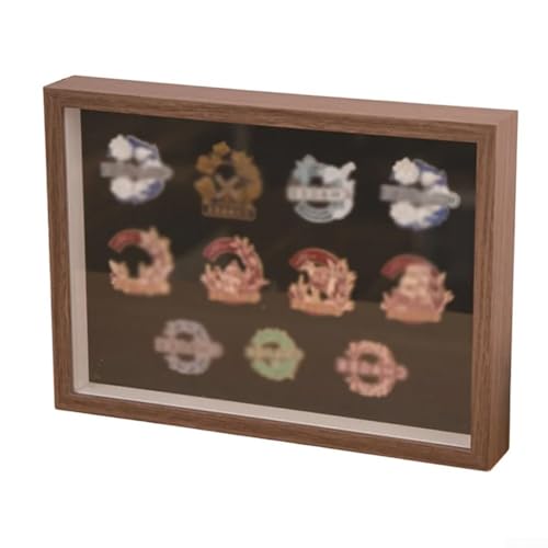 Holz-Bilderrahmen-Ständer für A4-Medaillenabzeichen mit hohlem 3 cm Rahmen, kompatibel mit Desktop- oder Wanddisplays, um Erfolge und Souvenirs hervorzuheben (Kaffee) von JINSBON