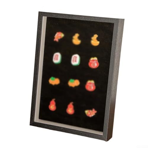 Holz-Bilderrahmen-Ständer für A4-Medaillenabzeichen mit hohlem 3 cm Rahmen, kompatibel mit Desktop- oder Wanddisplays, um Erfolge und Souvenirs hervorzuheben (schwarz) von JINSBON