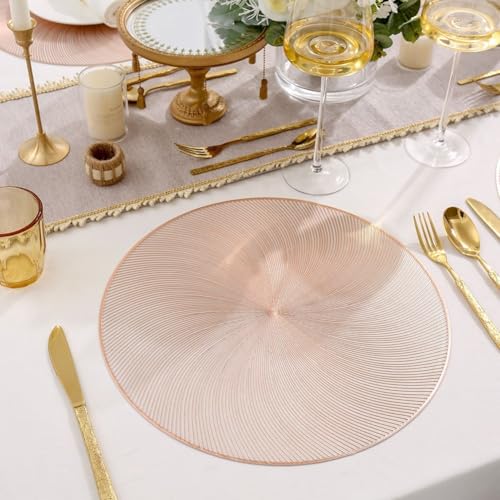 Isolierte Esstisch-Matten, wasserdicht und ölbeständig, im 6er-Set, für Hotel- und Restaurant-Tischschutz mit Anti-Rutsch-Funktion (Roségold) von JINSBON