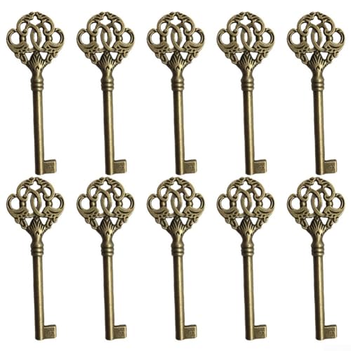 Klassische Bronze Schlüssellochkopf Sammlung 10 Stück Vintage Offene Skelett Schlüssel von JINSBON