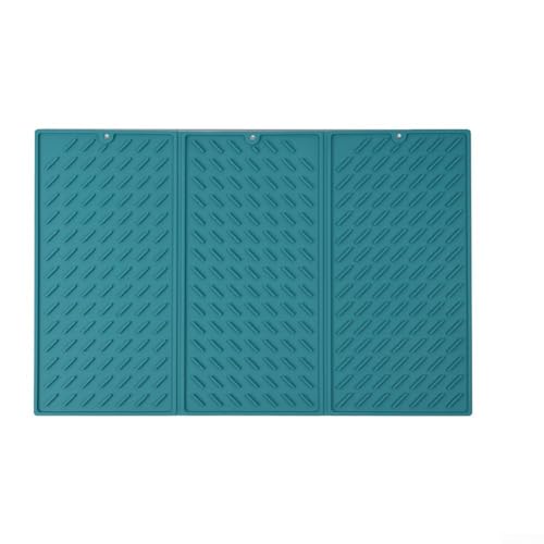 Kompakte und praktische Abtropfmatte aus Silikon, dreifach faltbar, rutschfestes Design (grün) von JINSBON