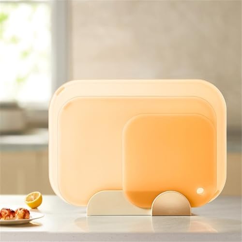 Kunststoff-Schneidebrett-Set, 3-teilig, Kunststoff-Schneidebretter, mit Halter für Haushalt, Küche, Fleisch, Gemüse, Obst (orange) von JINSBON