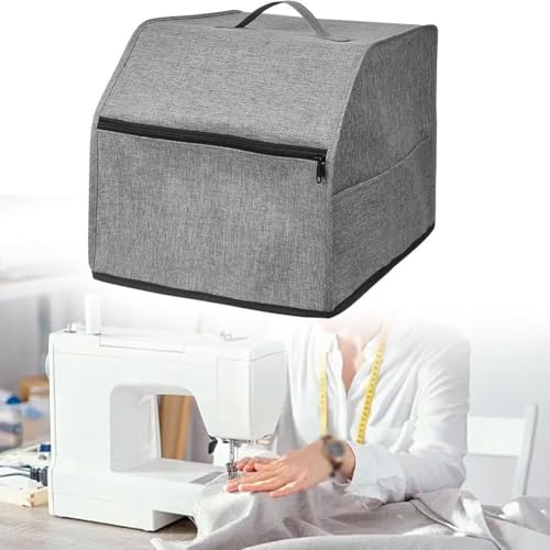 Overlock-Nähmaschinen-Abdeckung mit Aufbewahrungstaschen, optimierte Overlock-Nähmaschinen-Abdeckung, für Staubschutz und Werkzeugzugang, grau oder lila (grau) von JINSBON