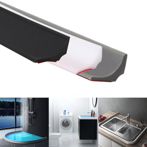 Praktischer Badezimmer-Wasserstopper, Silikon-Material, 100 cm/200 cm/300 cm/400 cm Länge, Grau/Schwarz/Weiß (Grau-100 cm) von JINSBON
