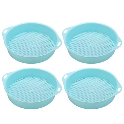 Tragbares Bodensieb-Filter, 4-teiliges Gartensieb, Bodensieb, Kompost- und Bodensieb-Set mit 3 mm Netz, für einfache Handhabung in der Gartenarbeit (blau) von JINSBON