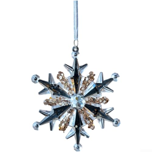 Transparente Acryl-Hängeornamente, mit Glitzer, für Urlaubsdekoration, Schneeflocke, Glockenanhänger, mehrere Weihnachtsfiguren und Formen (L) von JINSBON