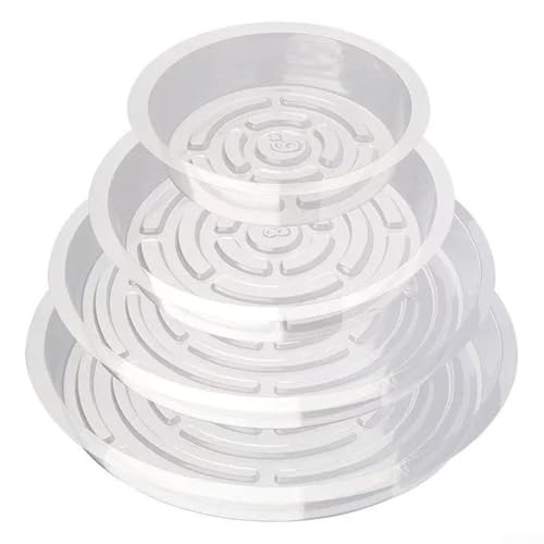 Transparente Blumentopf-Bodenstütze, 24 Stück, runde Blumentopf-Tablett, Wasserspeicher, für Blumentöpfe, um Unordnung zu reduzieren und die Pflanzenpflege zu optimieren (24 Stück + Pflanzenetiketten) von JINSBON