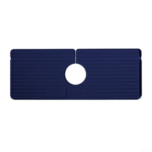 Universelle Passform Silikon-Wasserhahnmatte, 37 x 14 cm, geeignet für verschiedene Wasserhähne (blau) von JINSBON