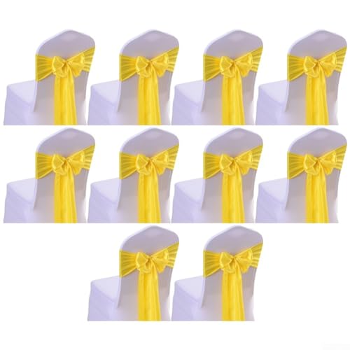 Verschönern Sie Ihre Dekoration mit 10 stilvollen Stuhlschärpen für Hochzeit, Party, Hotel (gelb) von JINSBON