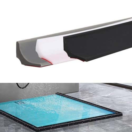Wassersperre für Badezimmer, Silikonmaterial, grau/schwarz/weiß, 100 cm/200 cm/300 cm/400 cm Länge (grau-100 cm) von JINSBON
