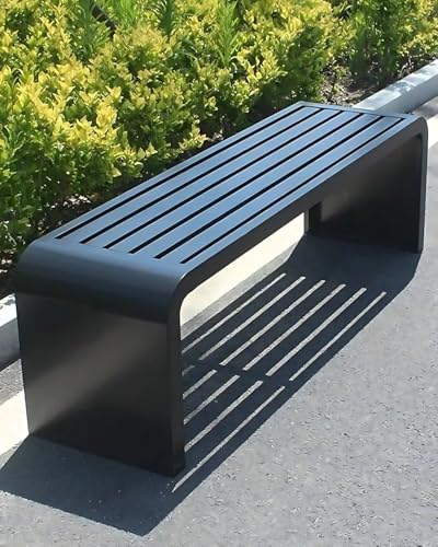 JINSHAWAN Bank Outdoor Wetterfest, Terrassen-Parkbank Mit Metallrahmen, Essbank Im Freien Für Terrasse, Garten, Balkon Und Eingangsbereich von JINSHAWAN