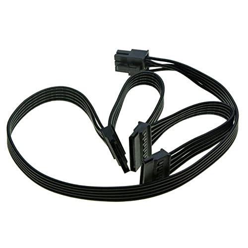 JINTAI SATA-Stromkabel 6 Pin auf 3x15 Pin für Seasonic/Antec-Netzteile, BTC Mining Riser Splitter Festplattenadapter 18,7-Zoll (47,6cm) von JINTAI