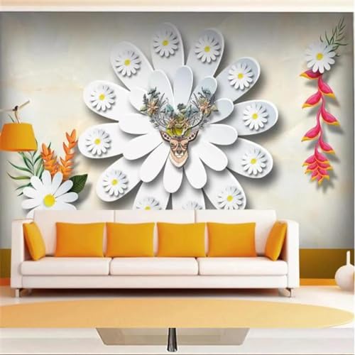 JINTAIYANG 3D kreative Blume Tapete Wandbild Zuhause Schlafzimmer Wohnzimmer Hintergrund Wand PVC (selbstklebend) von JINTAIYANG