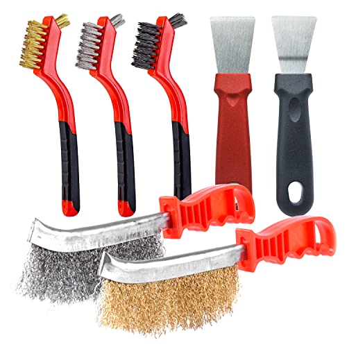 JINTANG 7 Stück drahtbürsten Set,Hand drahtbürste mit Edelstahlbürste Messingbürste und Nylon Bürste für Holz Bohrer, Reinigung Schweißschlacke, rostentferner Metall,Dratbürstenset JINTANG 7 Stück drahtbürsten Set,Hand drahtbürste mit Edelstahlbürste Messingbürste und Nylon Bürste für Holz Bohrer, Reinigung Schweißschlacke, rostentferner Metall,Dratbürstenset von JINTANG