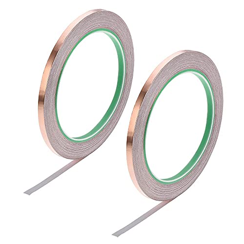 Doppelseitiges Leitband, Kupferfolienband, 5 mm x 20 m / 21,8 yd Länge, verwendet für EMI-Schild, Farbglas, elektrische Reparatur, 2 stücke von JINTEXIN