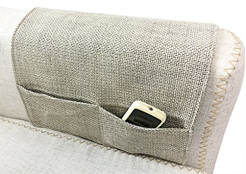 JINTN Betttasche Sofa Organizer Aufbewahrungstasche Baumwolle Couch Taschen zum Aufhängen Bettablage für TV-Fernbedienung iPad Magzine Wasserflasche Glas Stift für das Schlafzimmer von JINTN