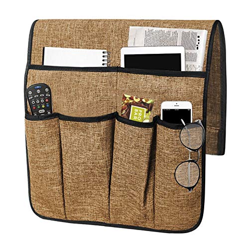 JINTN Sofa Armlehnen Organizer Betttasche Sofaablage Couch Sessel Hängen Aufbewahrungstasche mit Tablett Anti-Rutsch Nachttisch Tasche für Fernbedienung, Magazin Bücher, Zeitschriften, iPad, Handy von JINTN