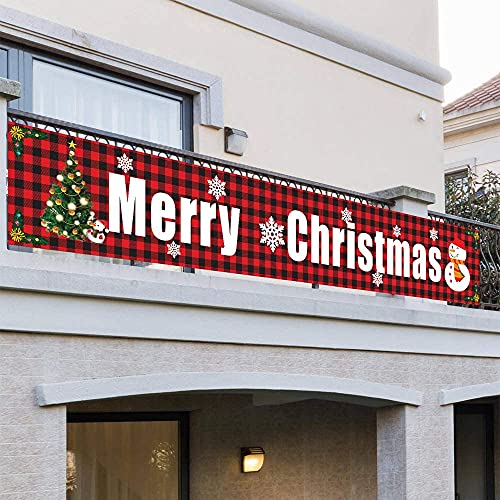 JINTN Weihnachtenbanner Große Frohe Weihnachten Banner Merry Christmas Banner Flagge Tür Banner Outdoor Indoor Weihnachtsdeko Garten Banner Hängende Deko für Hängen für Tor Garten Ferienhaus Party von JINTN