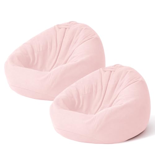 JINUYYNA Sitzsack-Stuhlbezug (ohne Füllstoff), kleiner Sitzsack für Kinder und Jugendliche – Stofftieraufbewahrung – lustig und funktional (Rosa, mittel) von JINUYYNA