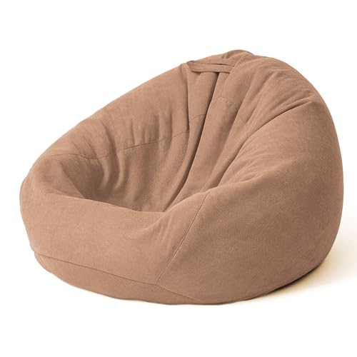JINUYYNA Sitzsack-Stuhlbezug (ohne Füllstoff), kleiner Sitzsack für Kinder und Jugendliche – Stofftieraufbewahrung – lustig und funktional (braun, groß) von JINUYYNA