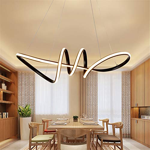 70W LED Pendelleuchte Geschwungene Hängeleuchte Höhenverstellbar Pendellampe Modern Acryl Hängelampe Deckenlampe Leuchte für Büro Esszimmer Wohnzimmer Arbeitszimmer Deko Lampen 72cm,Schwarz,3000K von JINWELL