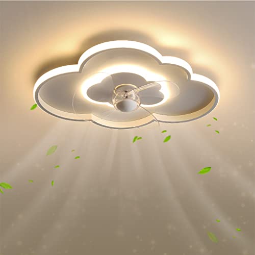 JINWELL Deckenventilator Mit Beleuchtung LED Fan Deckenleuchte Deckenlampe Windgeschwindigkeit Dimmbar 40W Decke Kreative Wolken Lampe Leise Ventilator Für Wohnzimmer Schlafzimmer Kinderzimmer von JINWELL