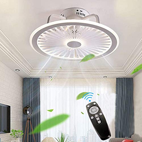 Deckenventilatoren Mit Beleuchtung, Mit Fernbedienung Dimmbar, Dimmbarer Windgeschwindigkeit 40W Moderne LED Deckenleuchte Leise Ventilator Pendelleuchte Für Schlafzimmer Wohnzimmer Büro Lampe (White) von JINWELL