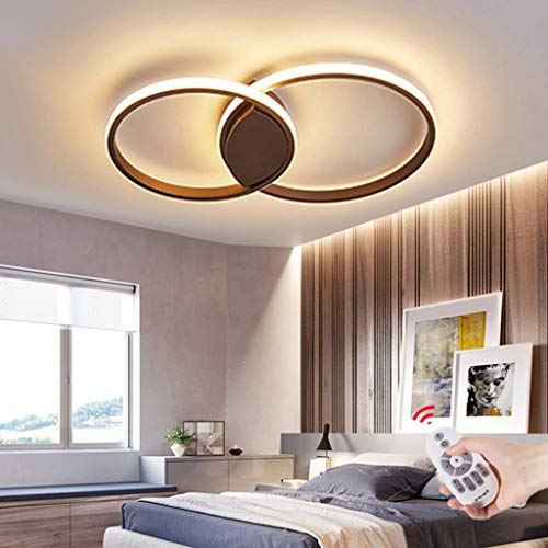 JINWELL Acryl Deckenleuchte schmiedeeiserne runde Wohnzimmerlampe LED Modern Design Deckenlampe Metall Kronleuchter für Esszimmer Küche Schlafzimmer Bad Decke Leuchten Braun 36W Two circles von JINWELL