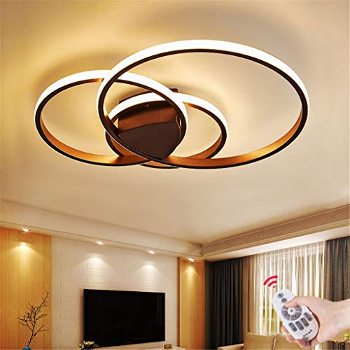 JINWELL Acryl Deckenleuchte schmiedeeiserne runde Wohnzimmerlampe LED Modern Design Deckenlampe Metall Kronleuchter für Esszimmer Küche Schlafzimmer Bad Decke Leuchten Braun 54W Three circles von JINWELL