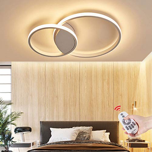 Acryl Deckenleuchte schmiedeeiserne runde Wohnzimmerlampe LED Modern Design Deckenlampe Metall Kronleuchter für Esszimmer Küche Schlafzimmer Bad Decke Leuchten Weiß 36W Two circles von JINWELL
