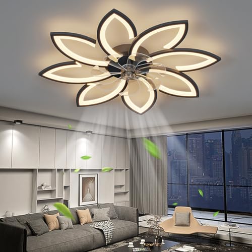 JINWELL Deckenventilator Mit Beleuchtung LED 50W Ultra-Leise Deckenventilator Fernbedienung Dimmbar Design Fan Deckenlampe Moderne Invisible Für Wohnzimmer Schlafzimmer Esszimmer Ventilator Lampe von JINWELL