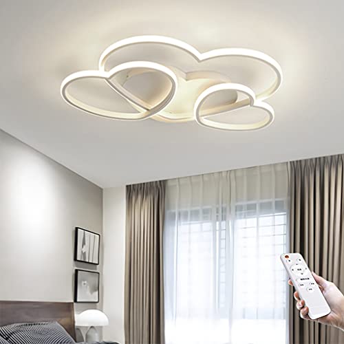 JINWELL LED Modern Deckenleuchte Kinderzimmer Mädchen Schlafzimmer Decke Lampen Dimmbar Mit Fernbedienung, Liebe Herz Design Acryl-Schirm Deco Deckenlampe Für Küchen Esszimmer Kinderlampe,Weiß,50cm von JINWELL