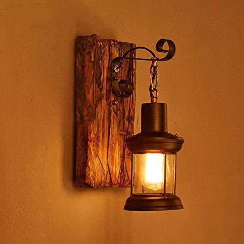 JINWELL Wandlampe E27 Vintage Edison Wandleuchte Nostalgie Industrie Holz Retro Lichter rustikale Wohnzimmer Wandlampe Schlafzimmerwand (ohne Birne) [Energieklasse A++] (Color : B1) von JINWELL