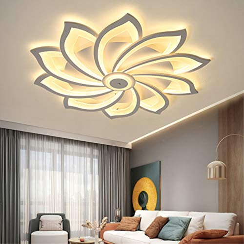 JINWELL LED Modern Deckenleuchte Dimmbar Deckenlampe, Groß Wohnzimmerlampe Helligkeit Einstellbar Lichtfarbe Schlafzimmerlampe Esszimmer Acryl Lampenschirm Pendelleuchte,10 heads/100cm von JINWELL