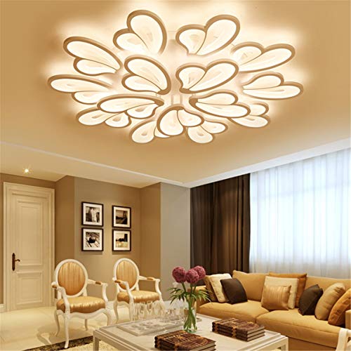 Moderne Deckenleuchte LED Dimmbar Deckenlampe Mit Fernbedienung Groß Wohnzimmerlampe Kreative Blütenblätter Design Deckenlampe Metall Acryl Deckenlicht Schlafzimmer Kinderzimmer Lampe,15 heads/108w von JINWELL