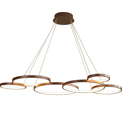 Moderne LED Pendelleuchte Dimmbar Hängeleuchte Esstischlampe Pendellampe Höhenverstellbar Hängelampe Kronleuchter für Wohnzimmer Esszimmer Büro Schlafzimmer Decken Lampe 120 * 75cm 88W Six rings von JINWELL